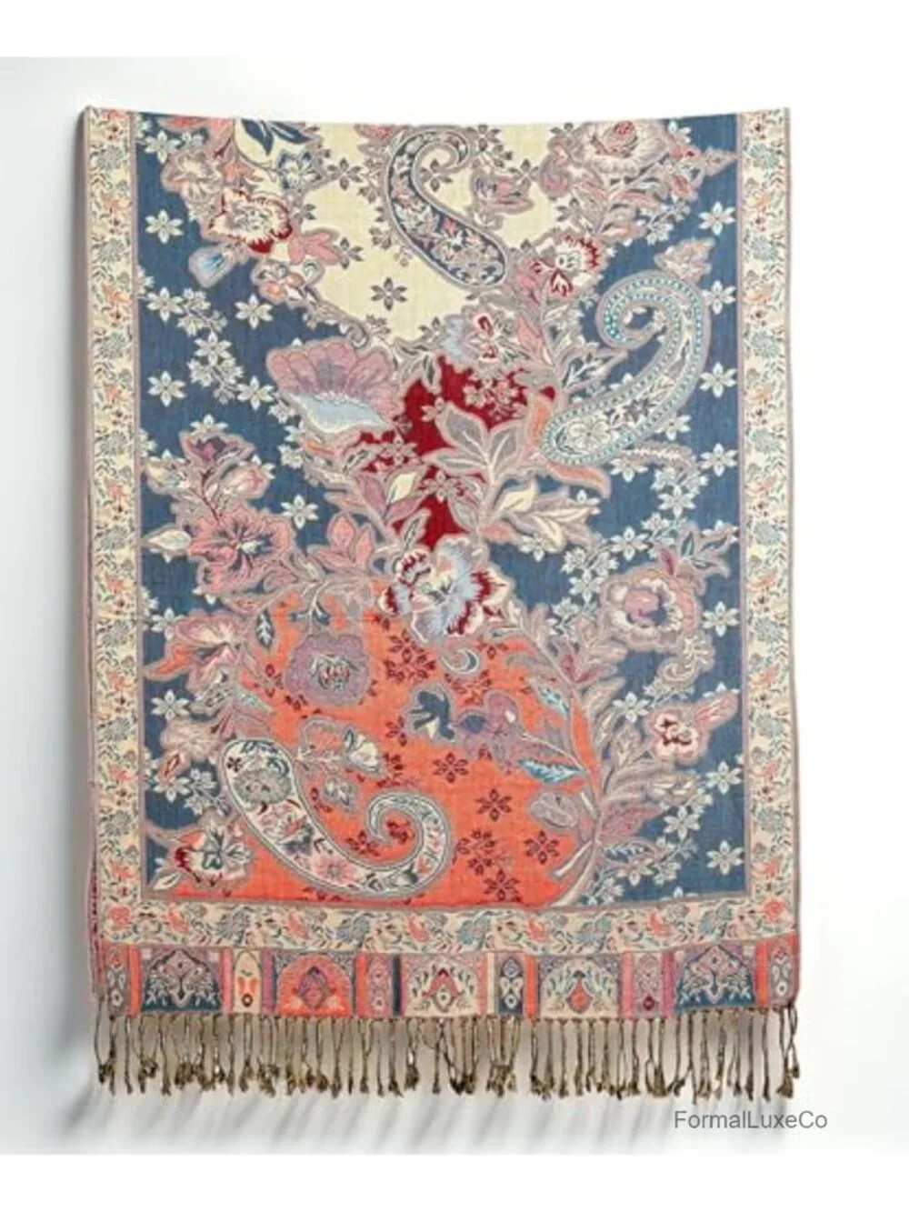 Reversible Paisley Pashmina Rave Scarf - Exotic Shawl Wrap for Evening Festivals